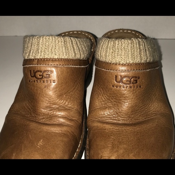 UGG Shoes - UGG Gael Leather Clogs Wedge Mules Slides Size 7